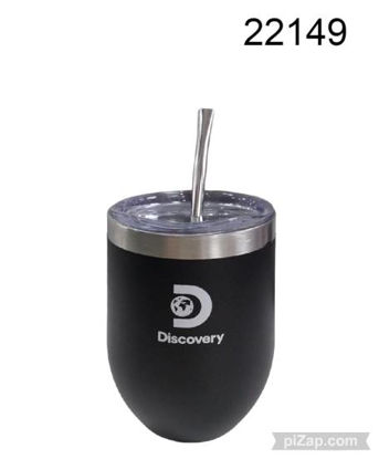 Imagen de MATE CON BOMBILLA Y TAPA DISCOVERY T6 NEGRO 8.24